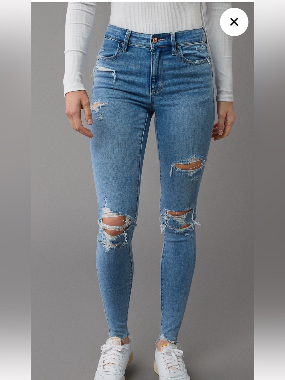 American Eagle Outfitters Light Blue Ripped Skinny Jeans